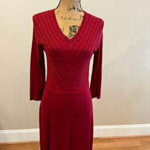 ****SOLD**** Jones New York Sweater dress long sleeve fit flare cranberry red